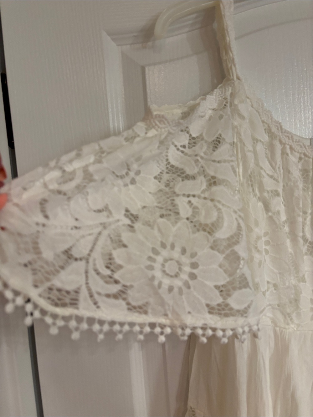 Robbie Bee Cream Lace Tiered Midi Dress - Picture 3 of 3